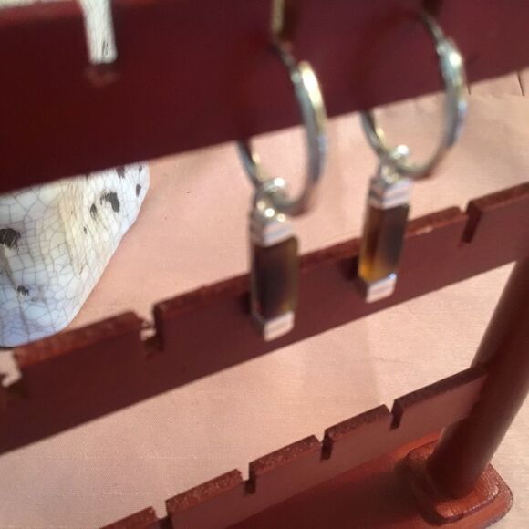 Silvertone Hoop Charm Earrings - Picture 4 of 6